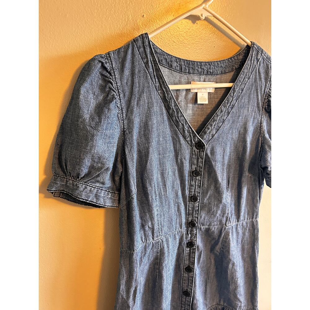 Rachel Parcell Denim Button Front Dress Puff Sleeve Ruffle Hem M - Picture 8 of 9